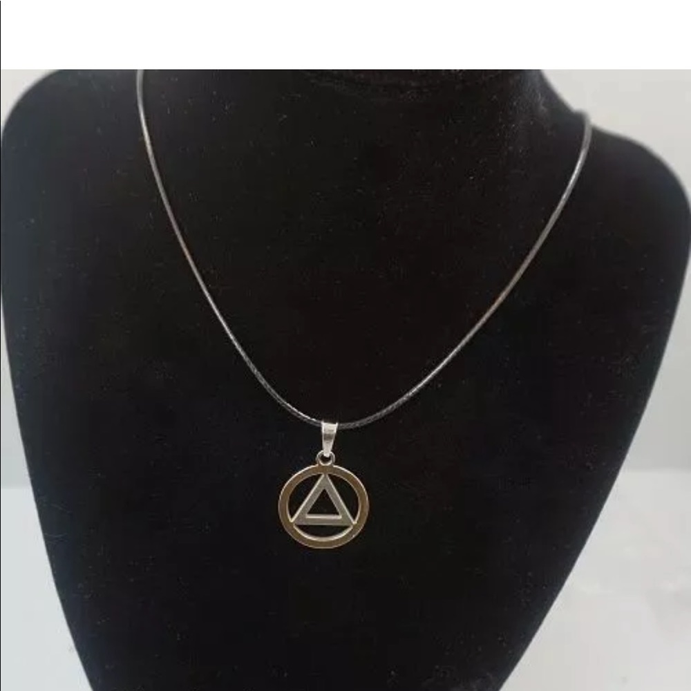 AA Circle Necklace Sobriety Stainless Steel Cord